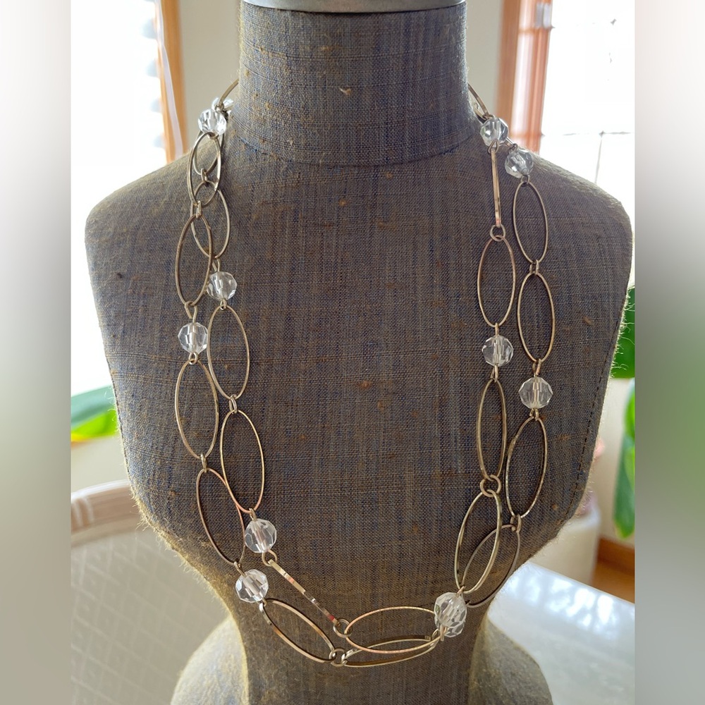 EUC Goldtone with Clear Beads Necklace